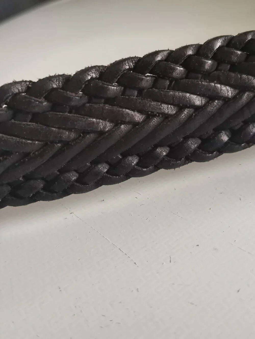 Vintage Harley Davidson 03 Black Leather Braided Trim Belt, Size:34